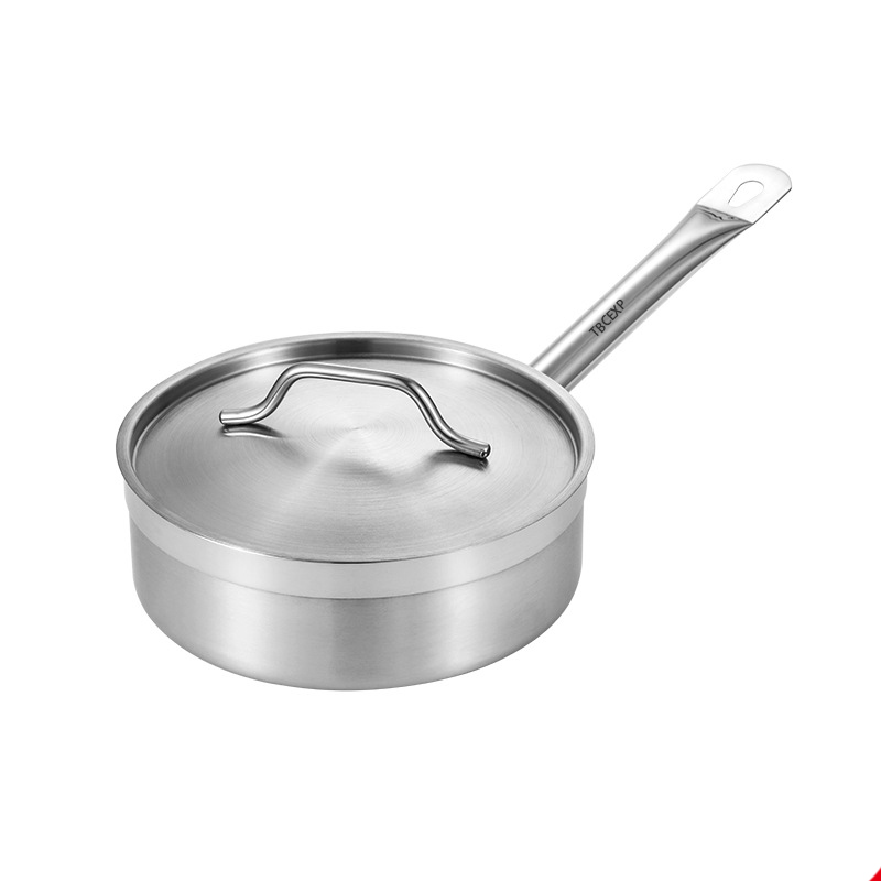 Induction Ready Stainless Steel Sauce Pan with Aluminum-Clad Bottom and Cover TBCEXP 2262011#(Short)